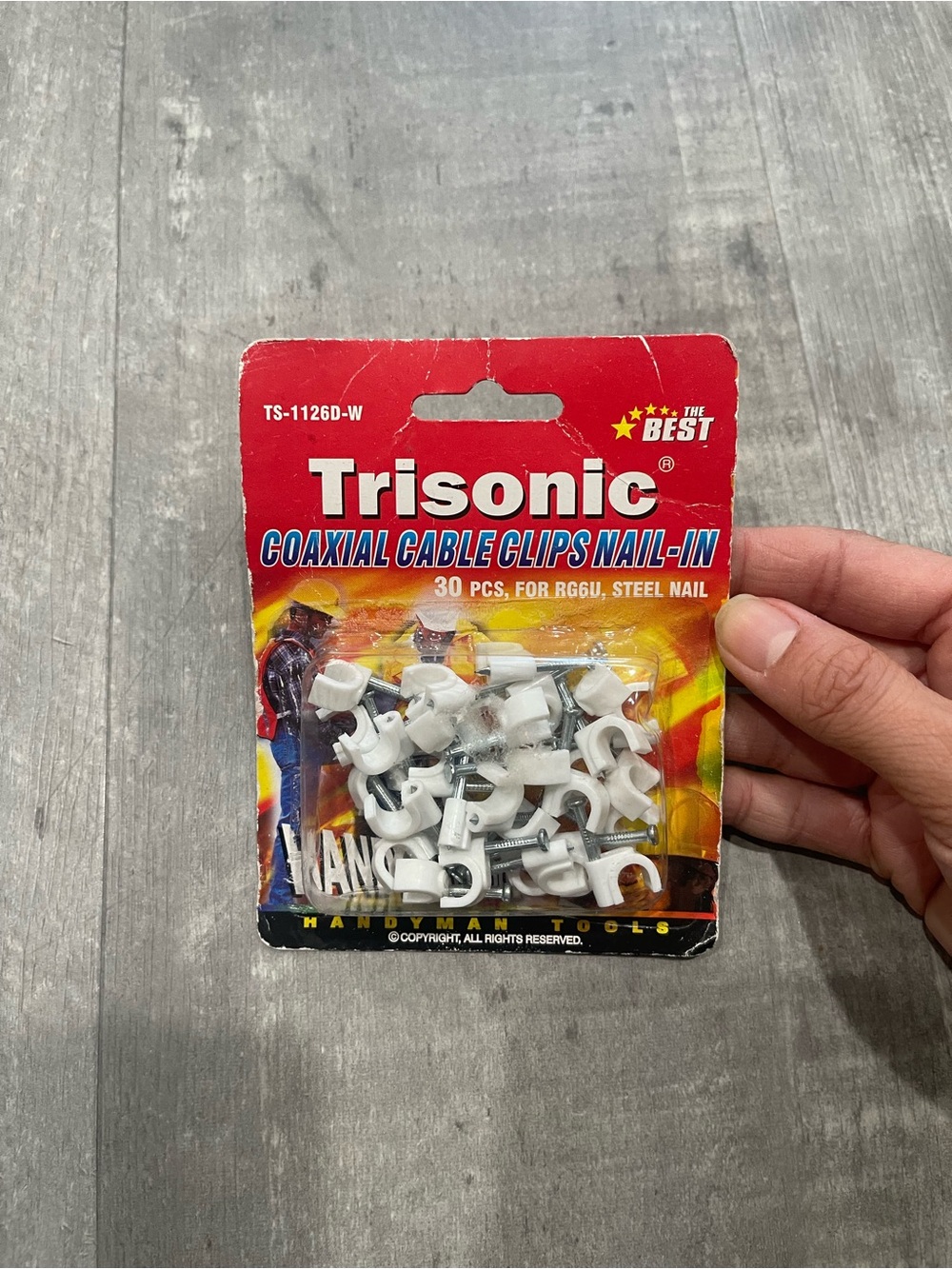 White Coaxial Cable Clips Nail-In - 30 Pack